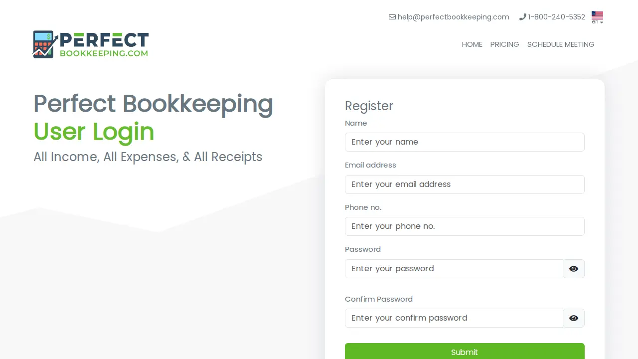 Perfect Bookkeeping page