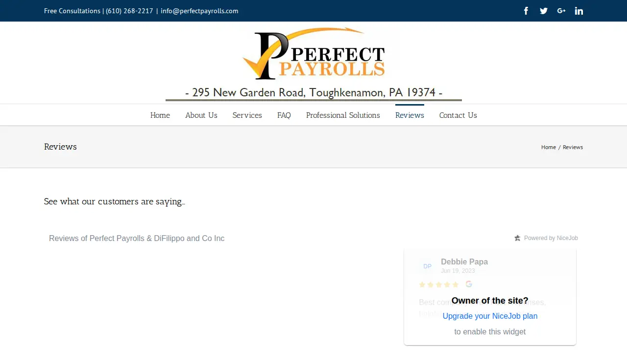 Perfect Payrolls page