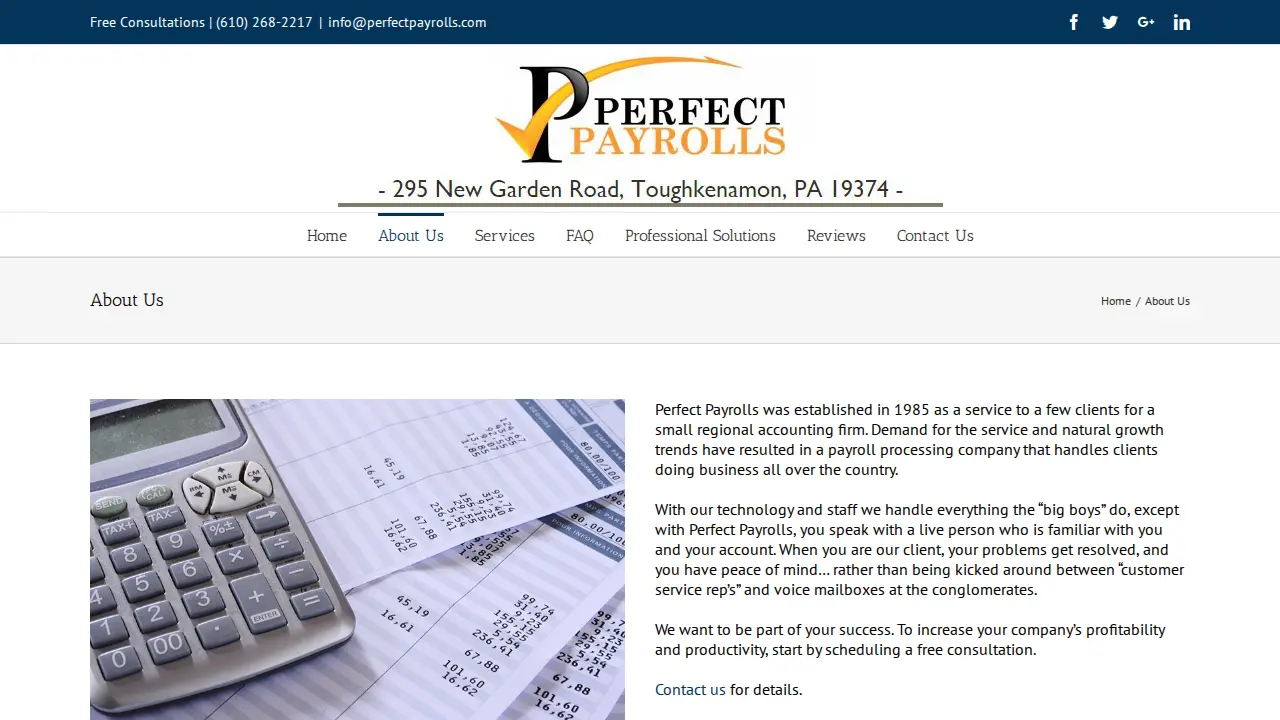 Perfect Payrolls page