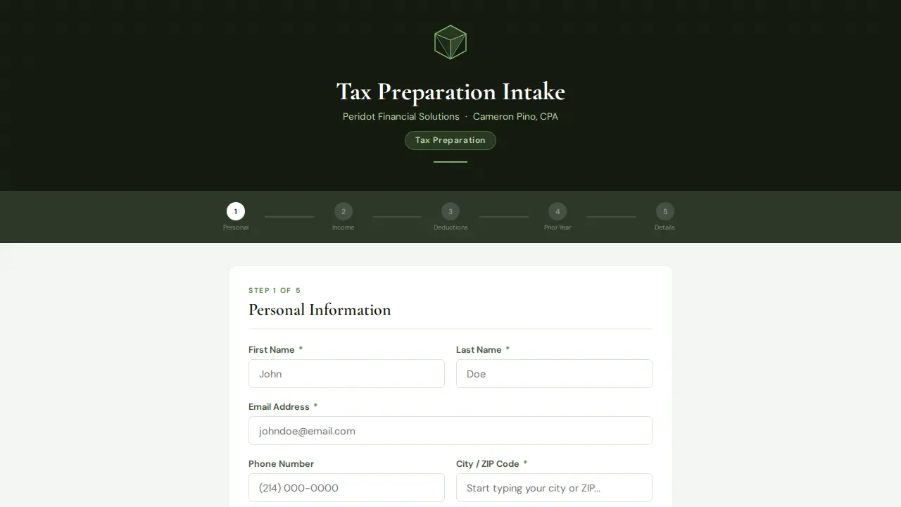 Peridot Financial Solutions LLC page