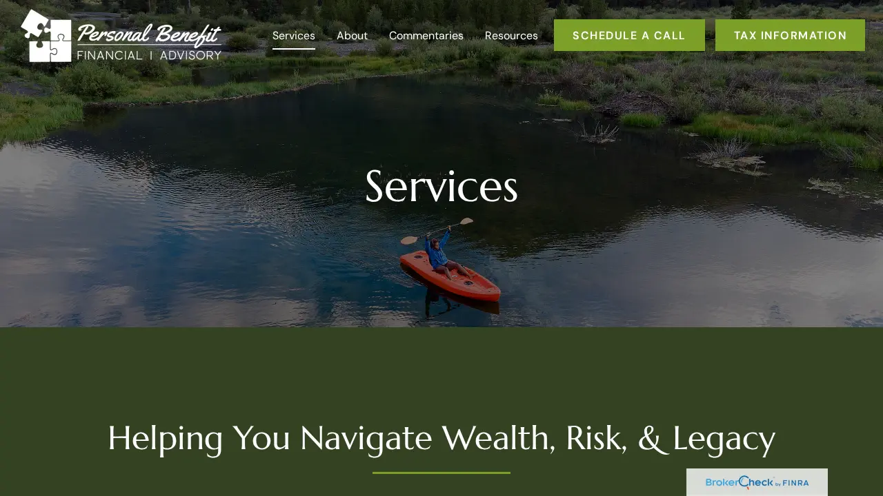 Personal Benefit Financial | Advisory page