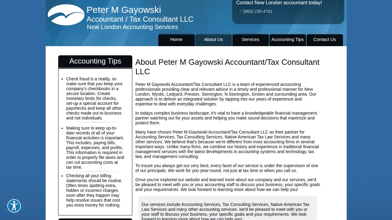 Peter M Gayowski Tax Consultants page