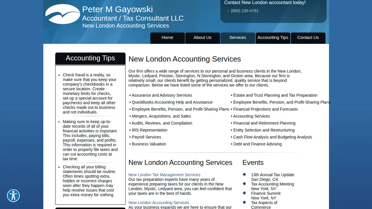 Peter M Gayowski Tax Consultants page