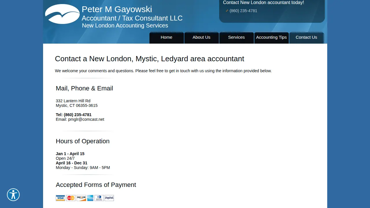 Peter M Gayowski Tax Consultants page