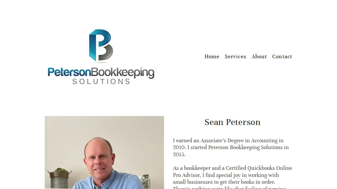 Peterson Bookkeeping Solutions page