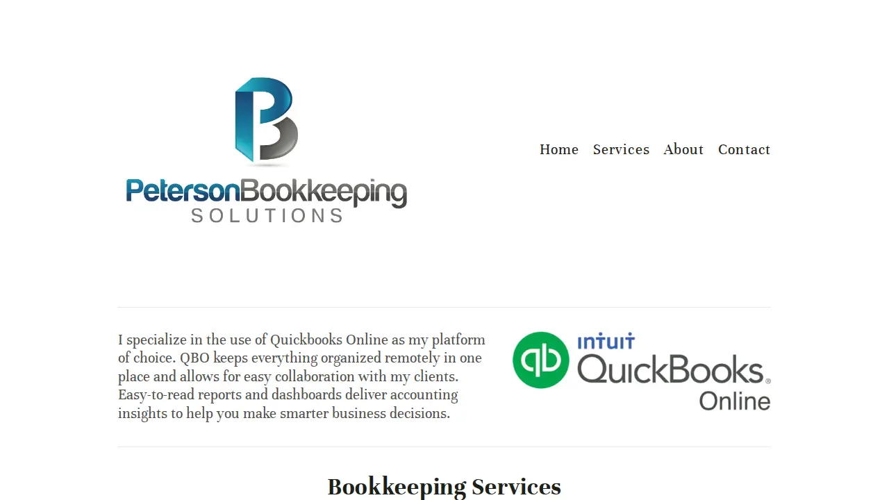 Peterson Bookkeeping Solutions page