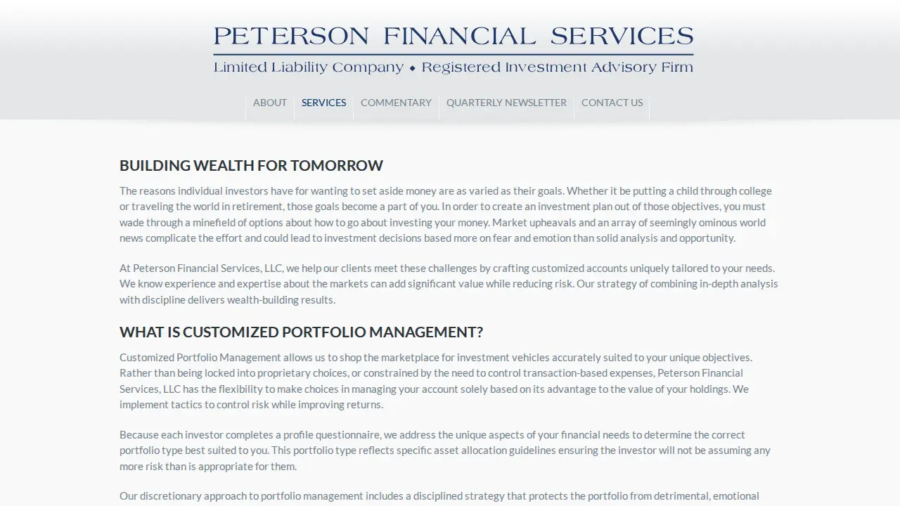 Peterson Financial Services LLC page