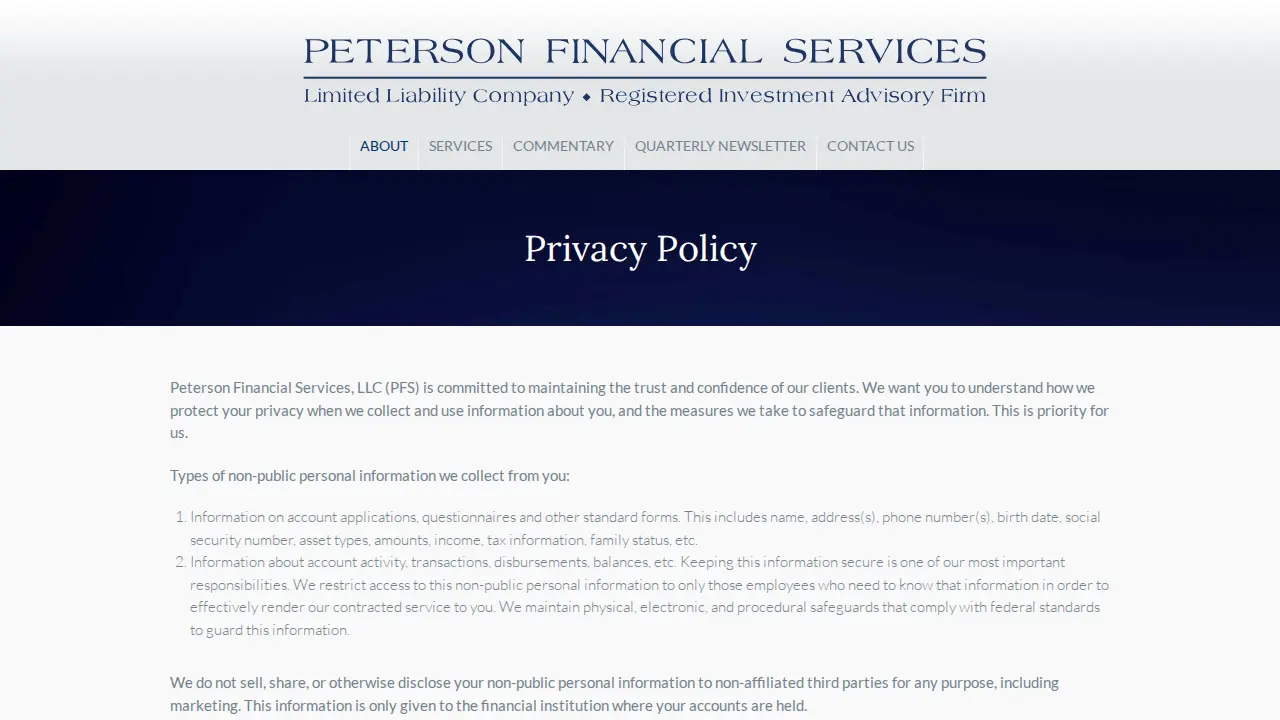 Peterson Financial Services LLC page