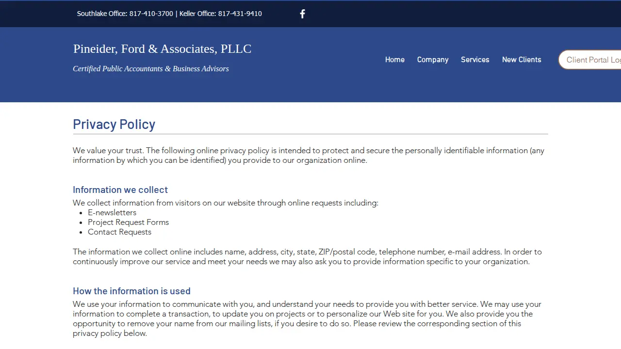 Pineider, Ford & Associates, PLLC page