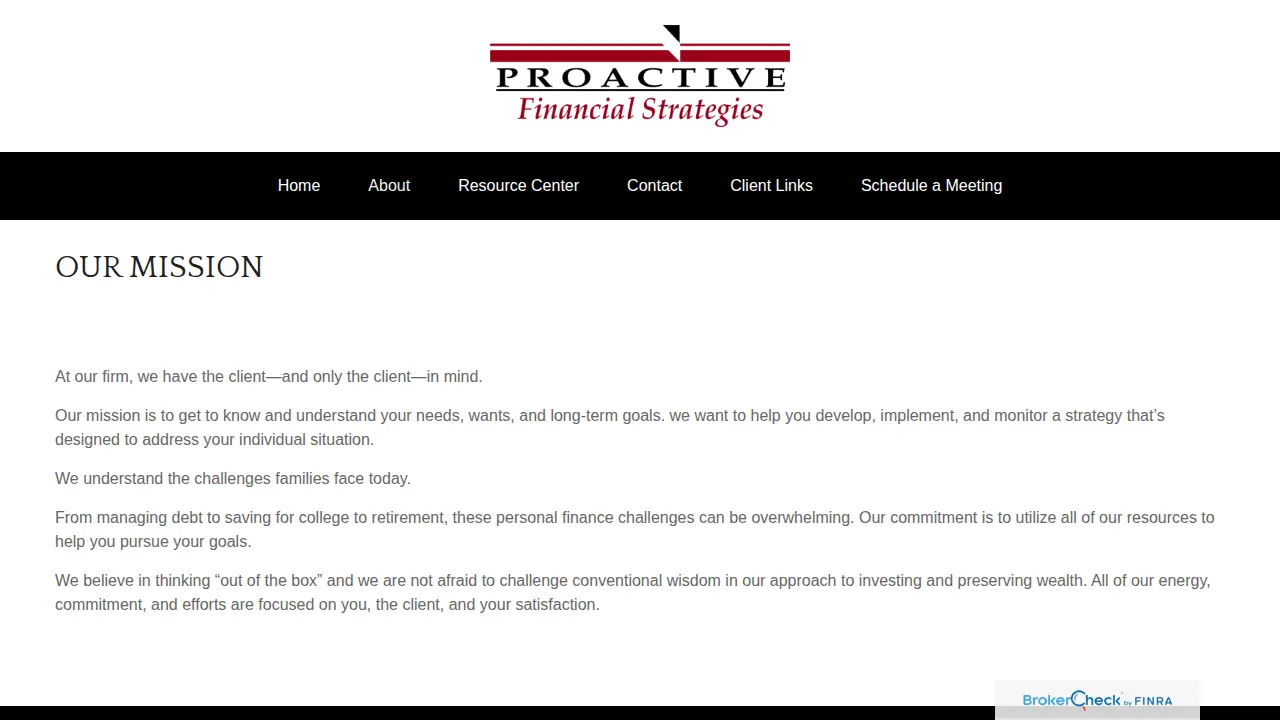 Proactive Financial Strategies page