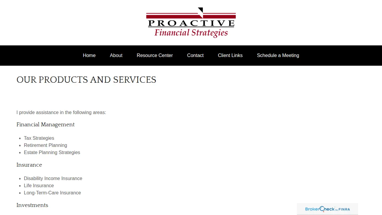 Proactive Financial Strategies page