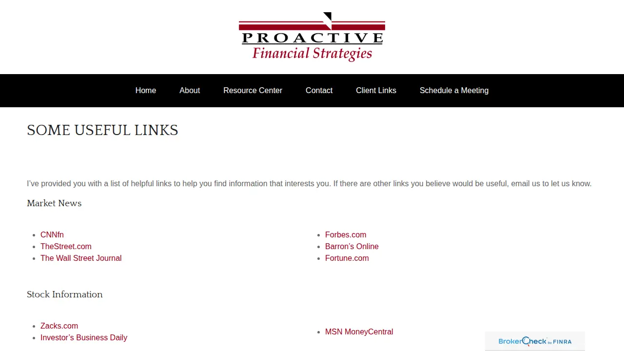 Proactive Financial Strategies page