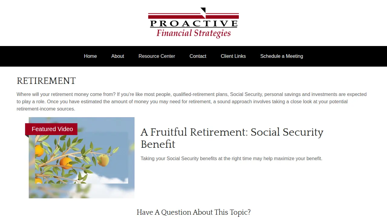 Proactive Financial Strategies page