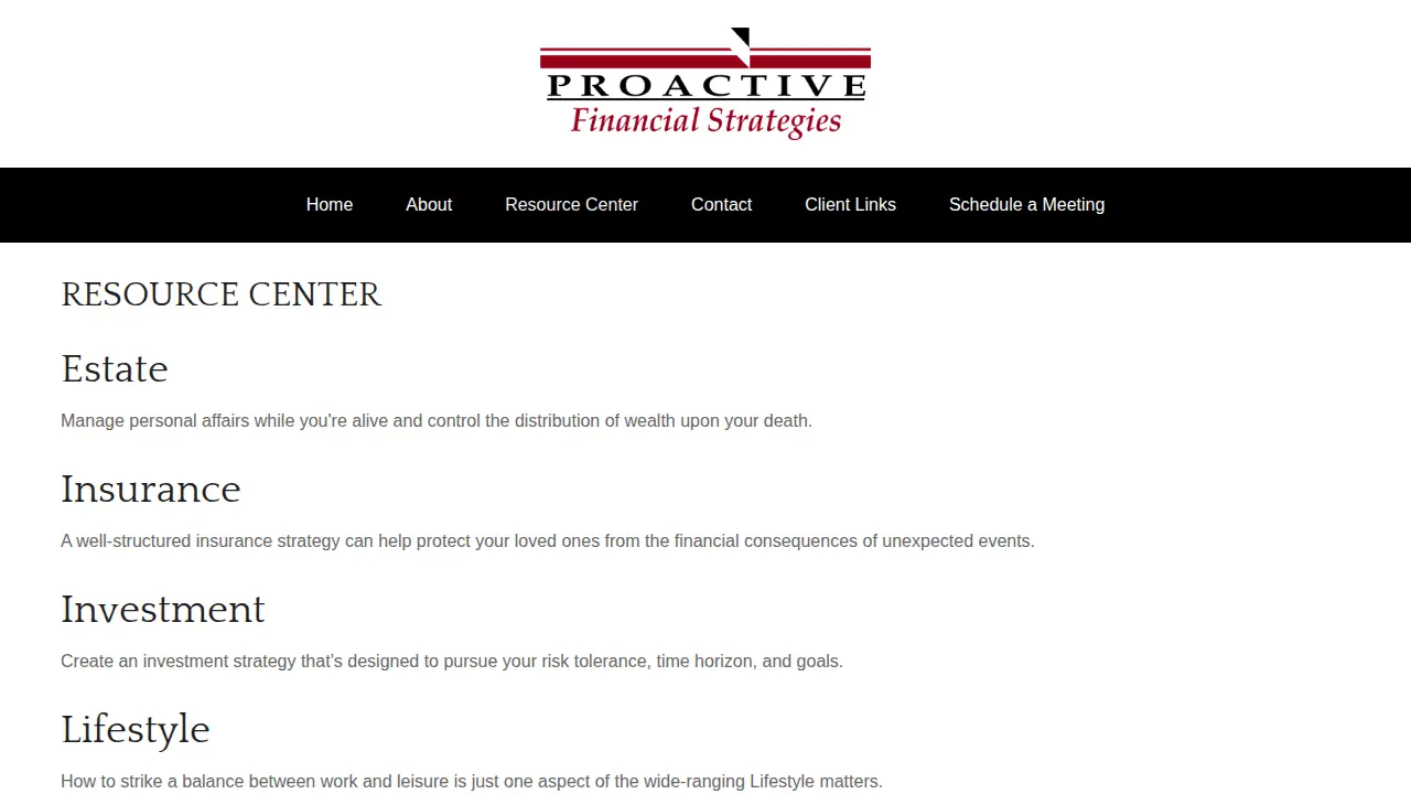 Proactive Financial Strategies page