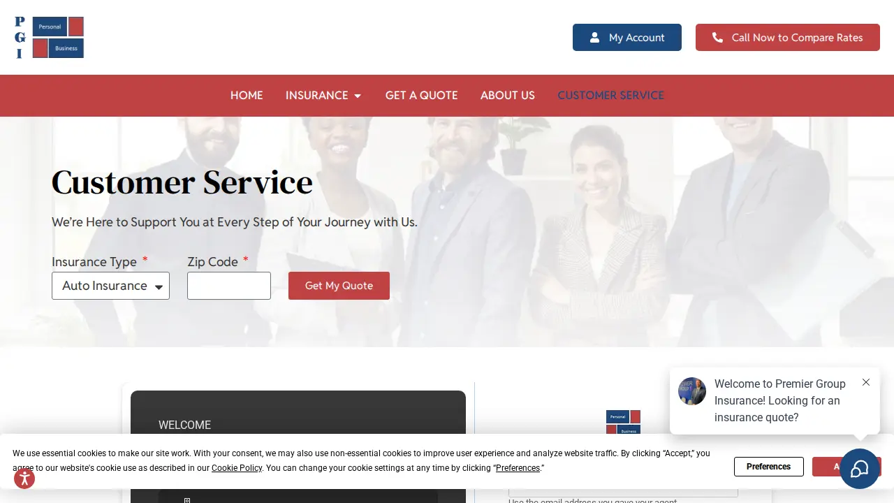 Premier Group Insurance page