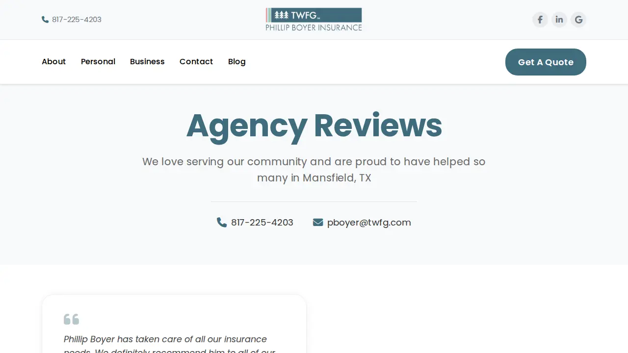 Phillip Boyer Insurance-TWFG Insurance Services page