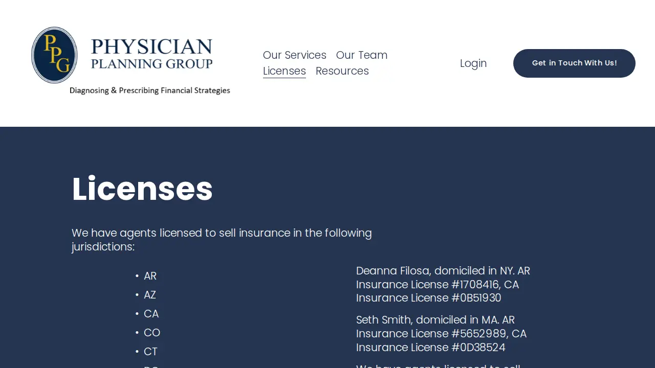 Physician Planning Group page