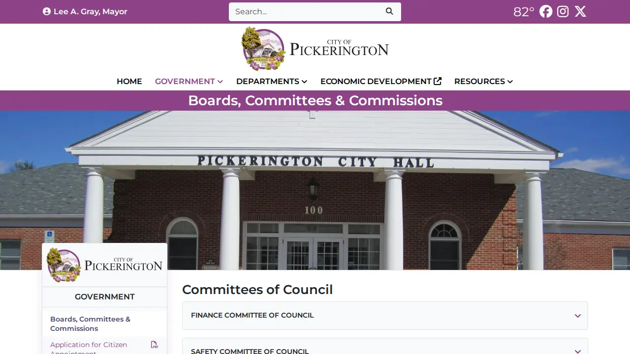 City of Pickerington: City Administration Office page