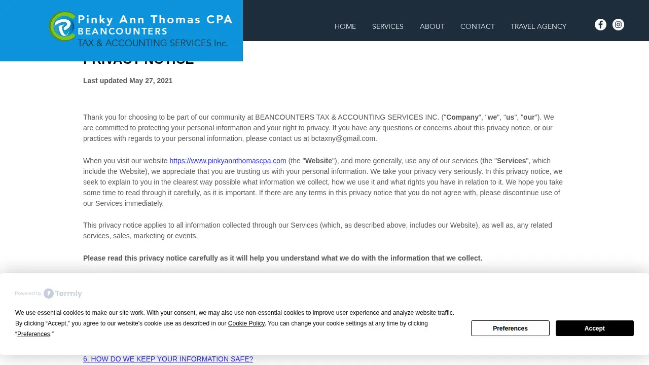 Pinky Ann Thomas CPA (Beancounters Tax & Accounting Services Inc) page