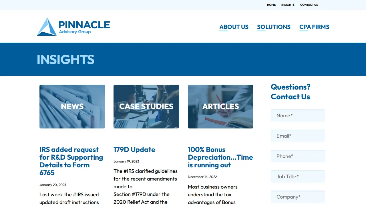 Pinnacle Advisory Group page