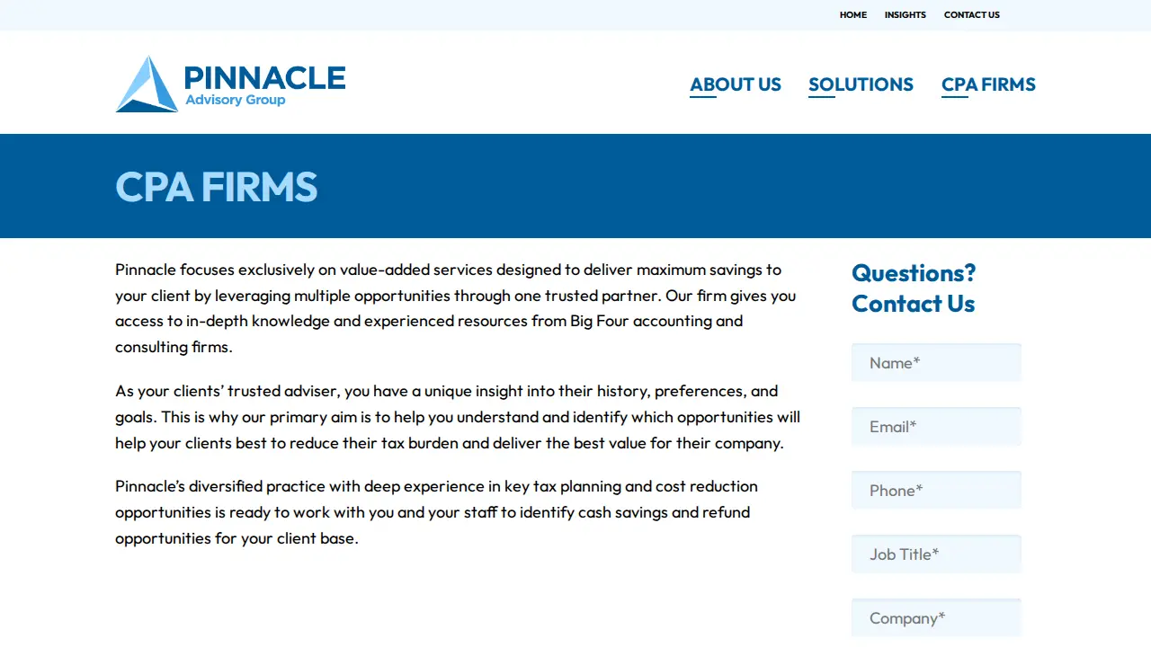 Pinnacle Advisory Group page