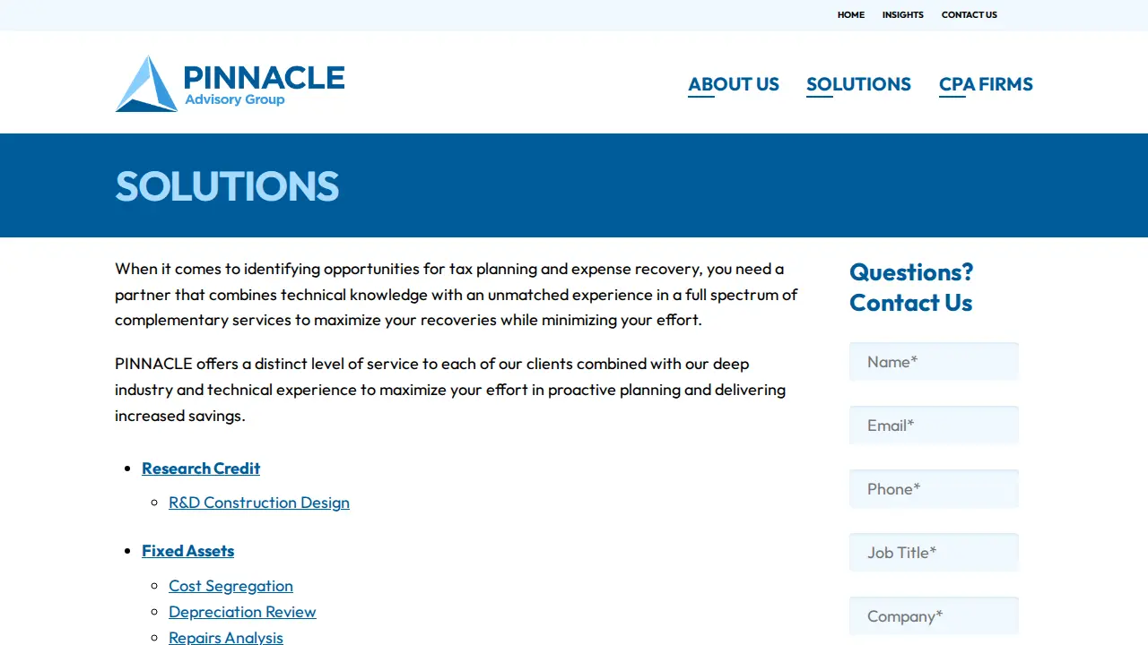 Pinnacle Advisory Group page