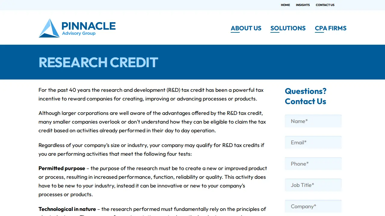 Pinnacle Advisory Group page