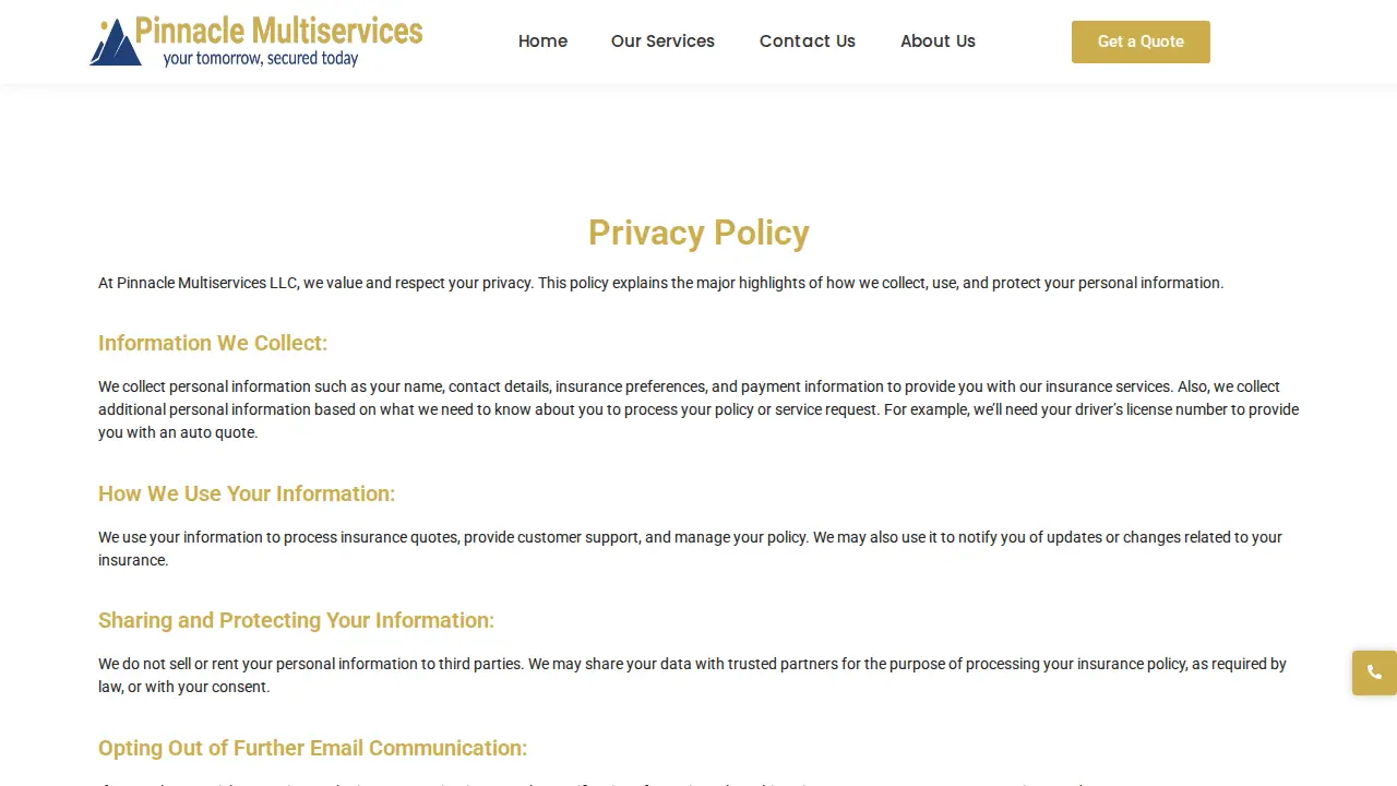 Pinnacle Multi Services LLC page