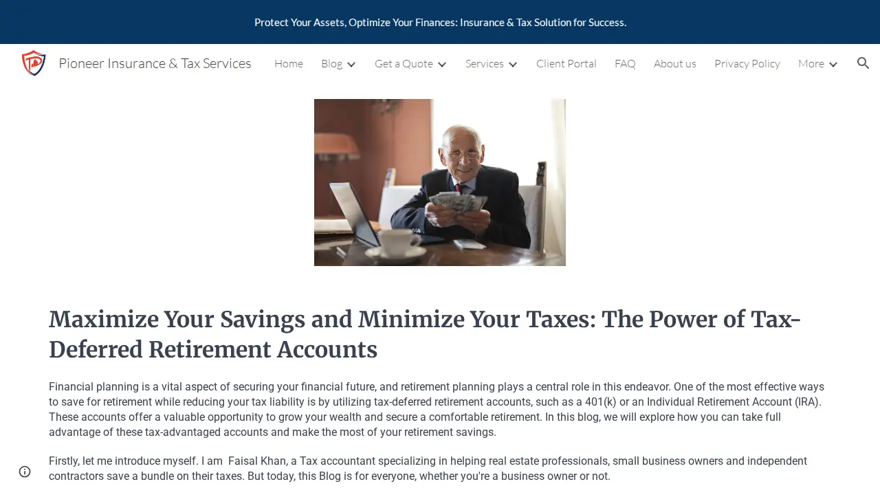 Pioneer Insurance & Tax Services page