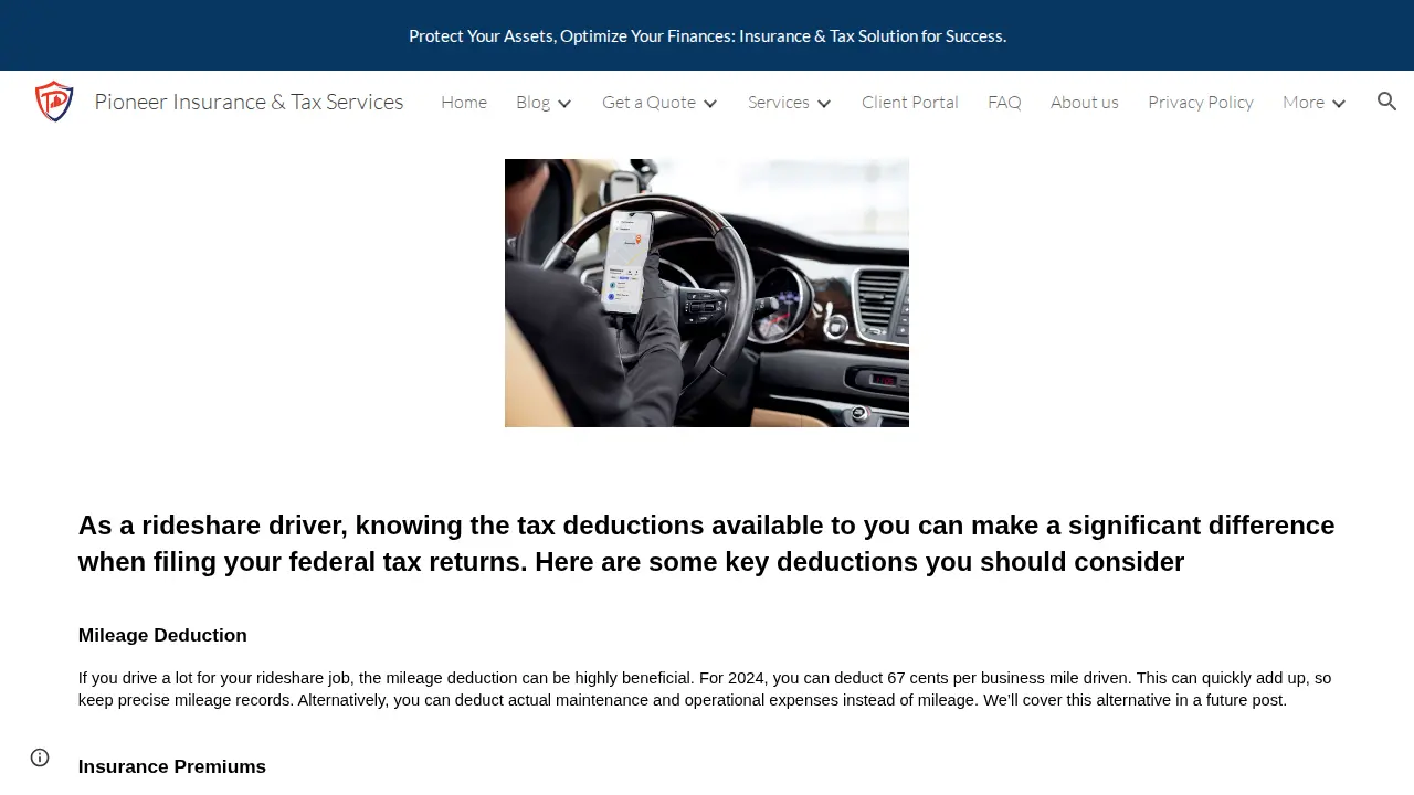 Pioneer Insurance & Tax Services page
