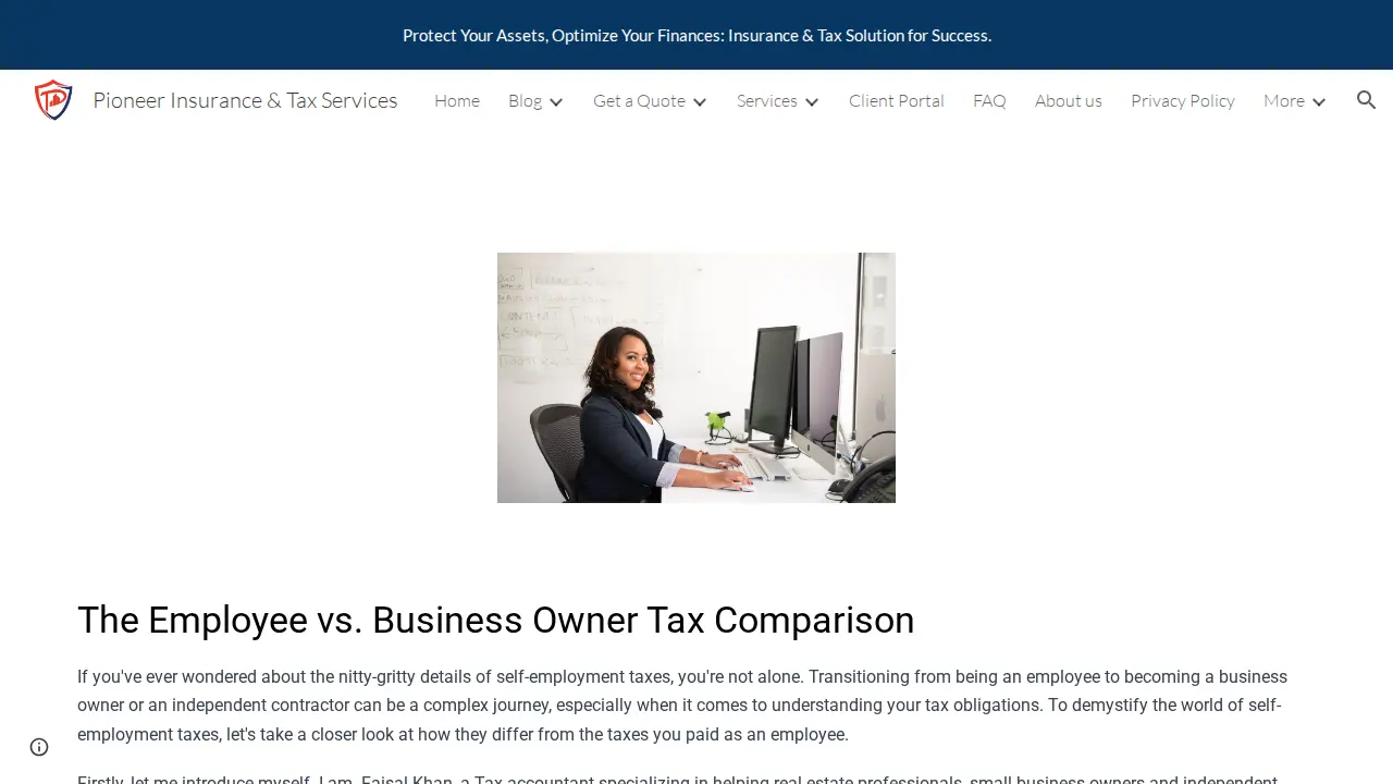 Pioneer Insurance & Tax Services page