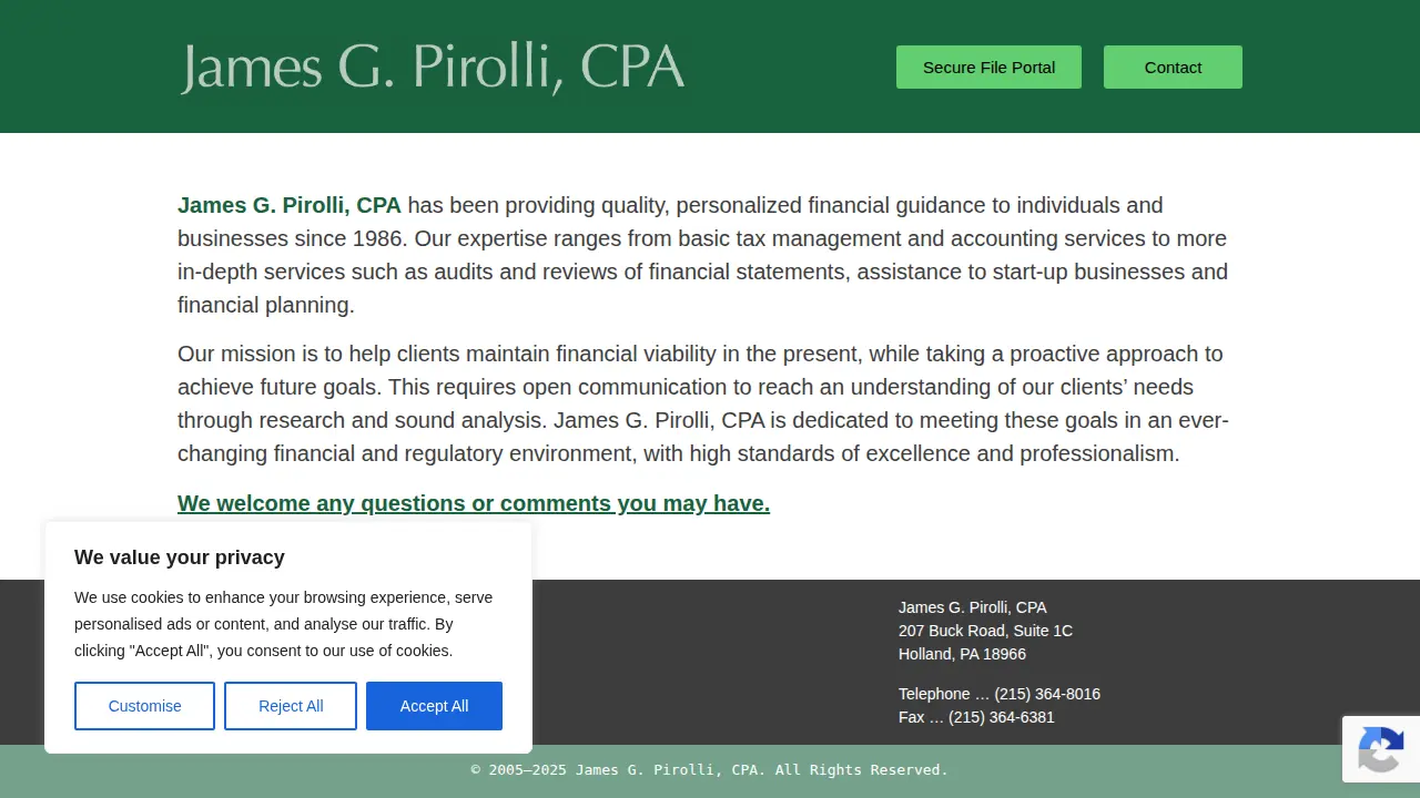 James G. Pirolli CPA website