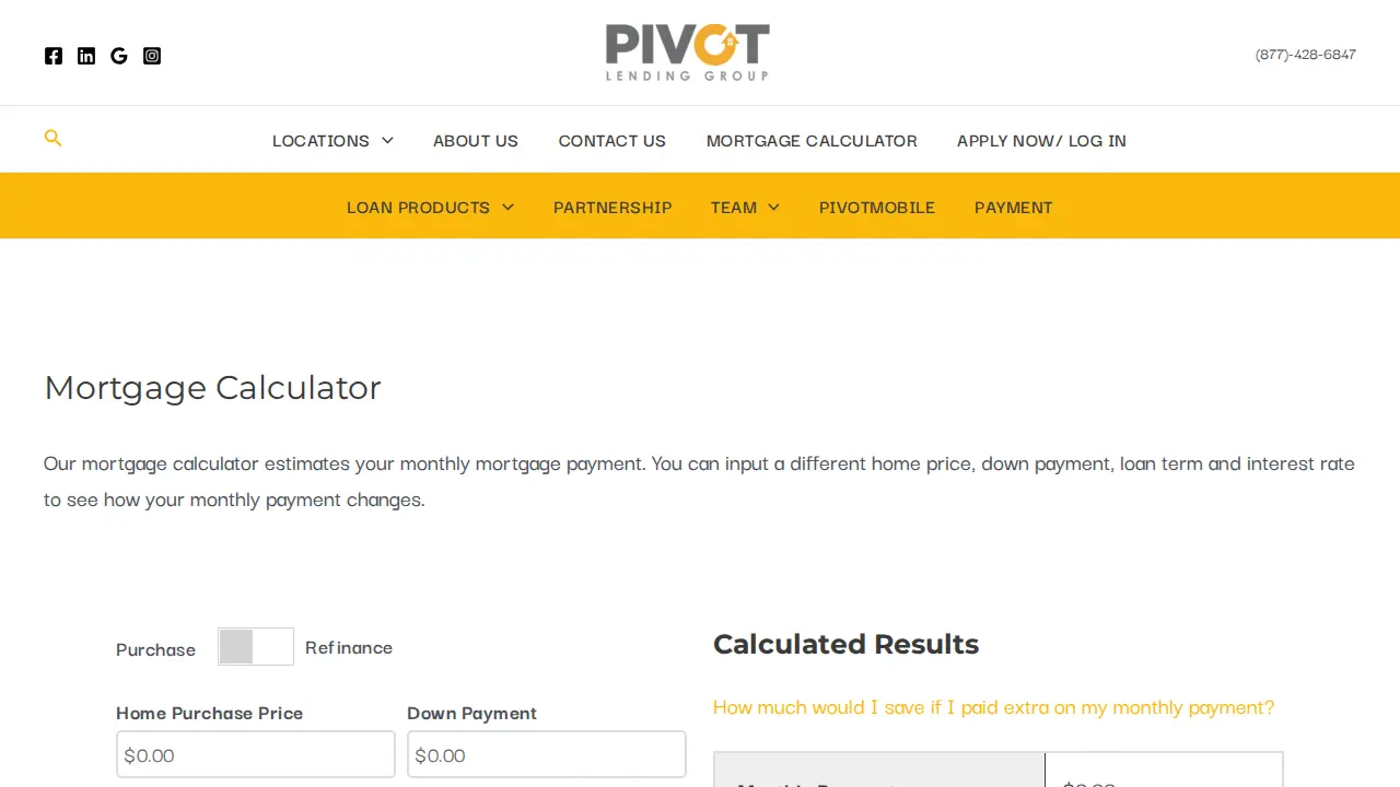 Pivot Lending Group page