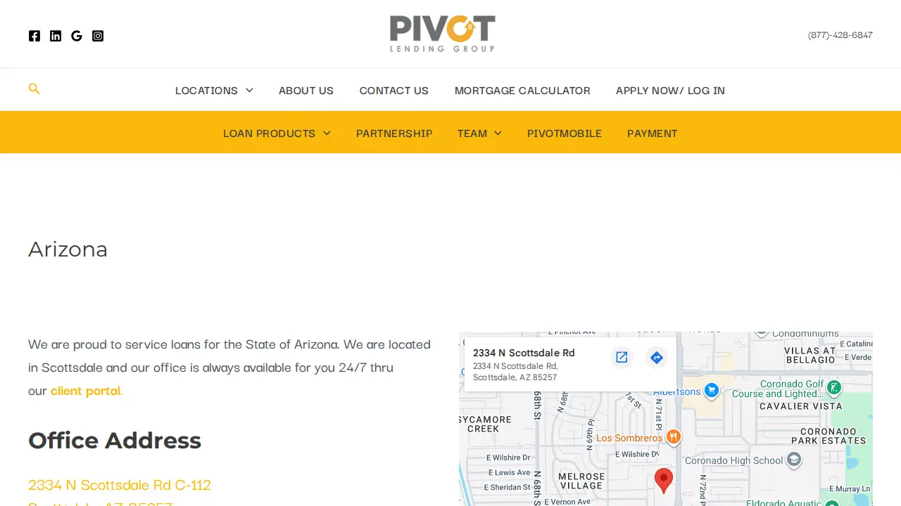 Pivot Lending Group page