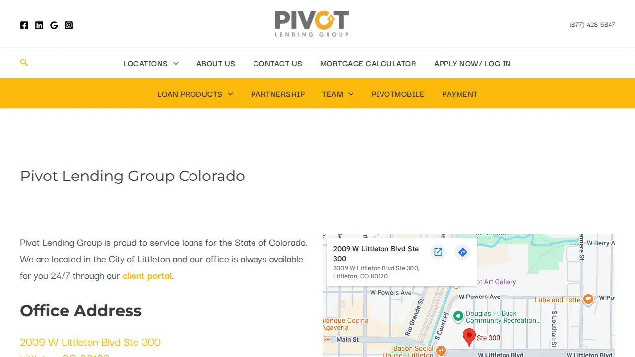 Pivot Lending Group page