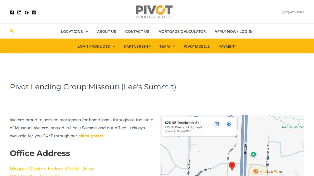 Pivot Lending Group page