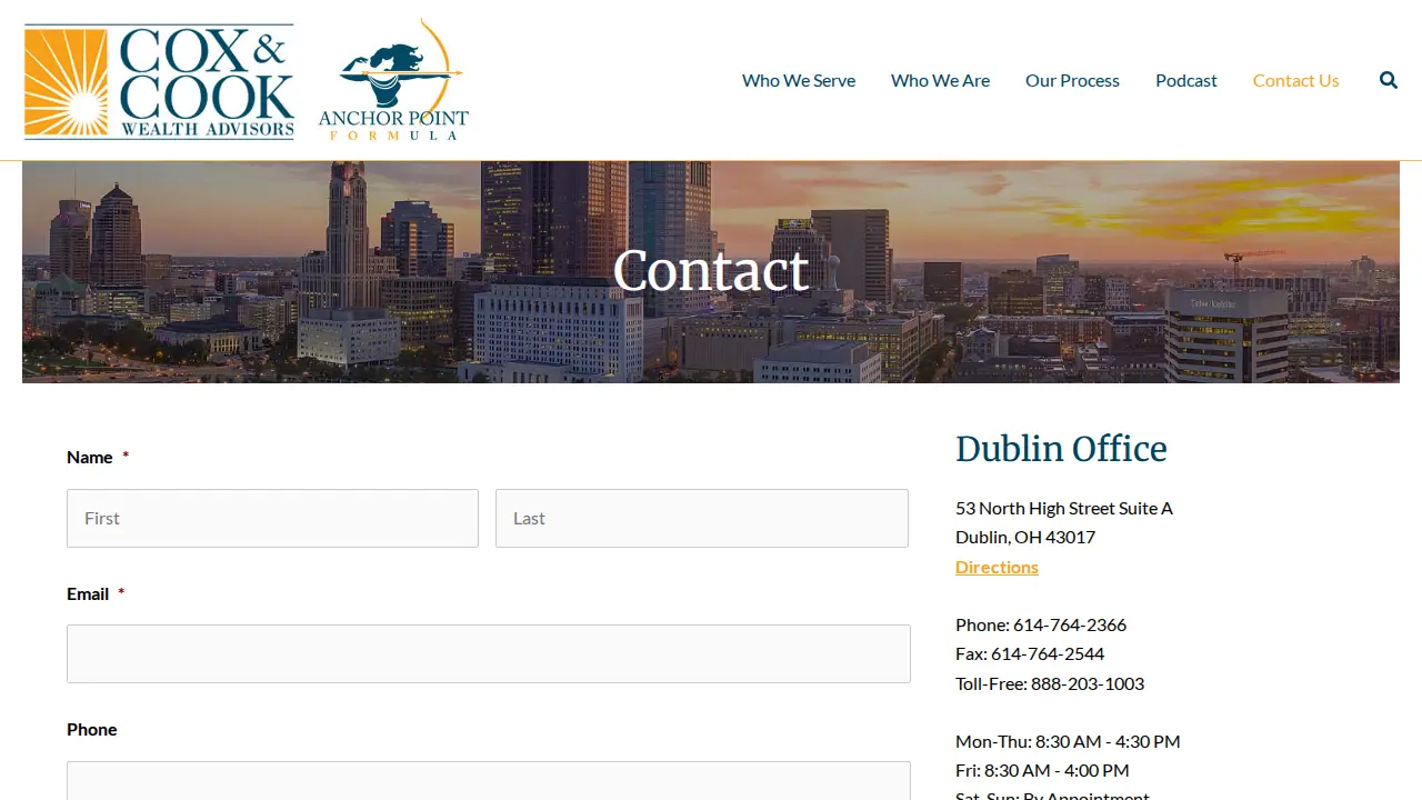 Cox & Cook Wealth Advisors page