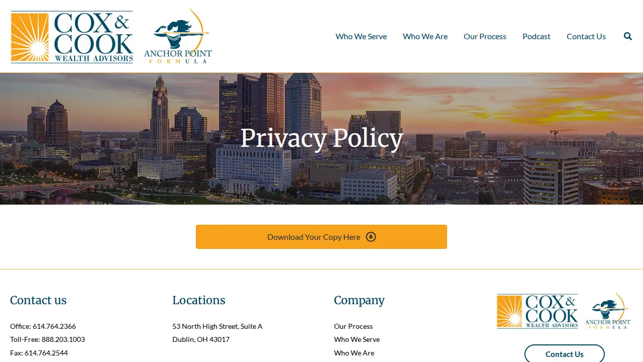 Cox & Cook Wealth Advisors page