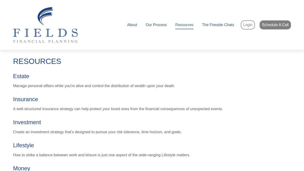 Fields Financial Planning page