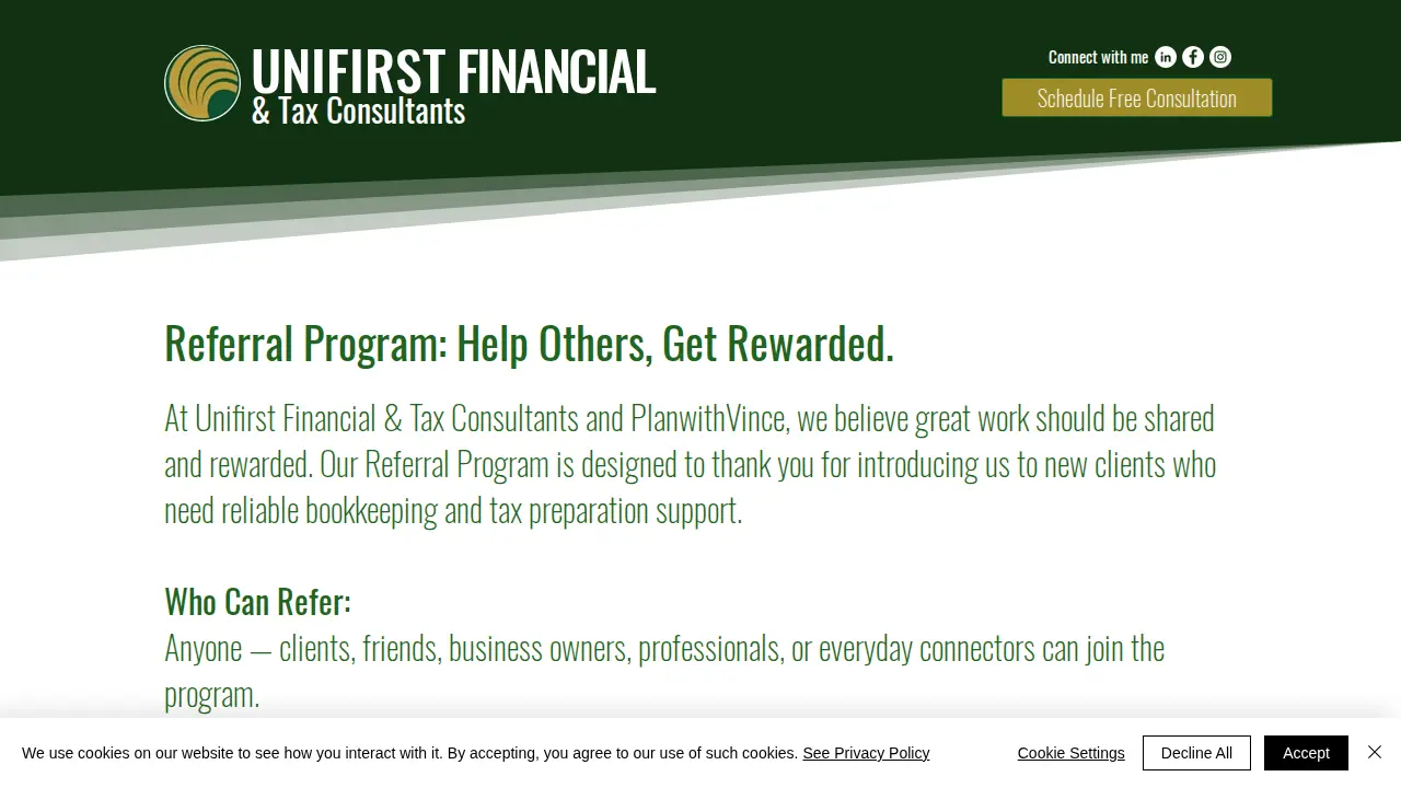 Unifirst Financial & Tax Consultants page
