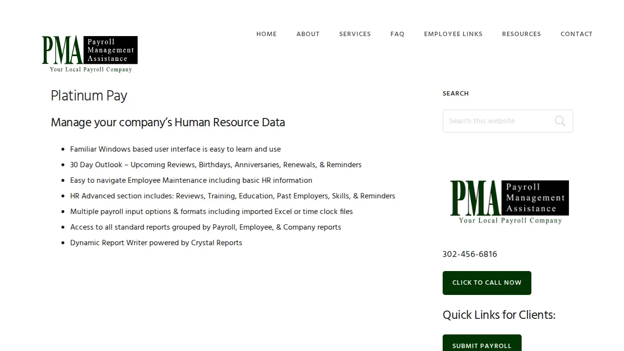 Payroll Management Assistance page