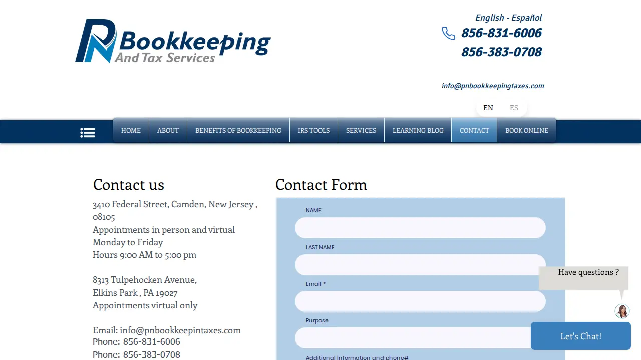 PN BOOKKEEPING AND TAX SERVICES LLC page