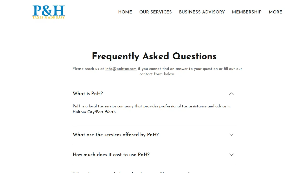 PnH Income Tax page