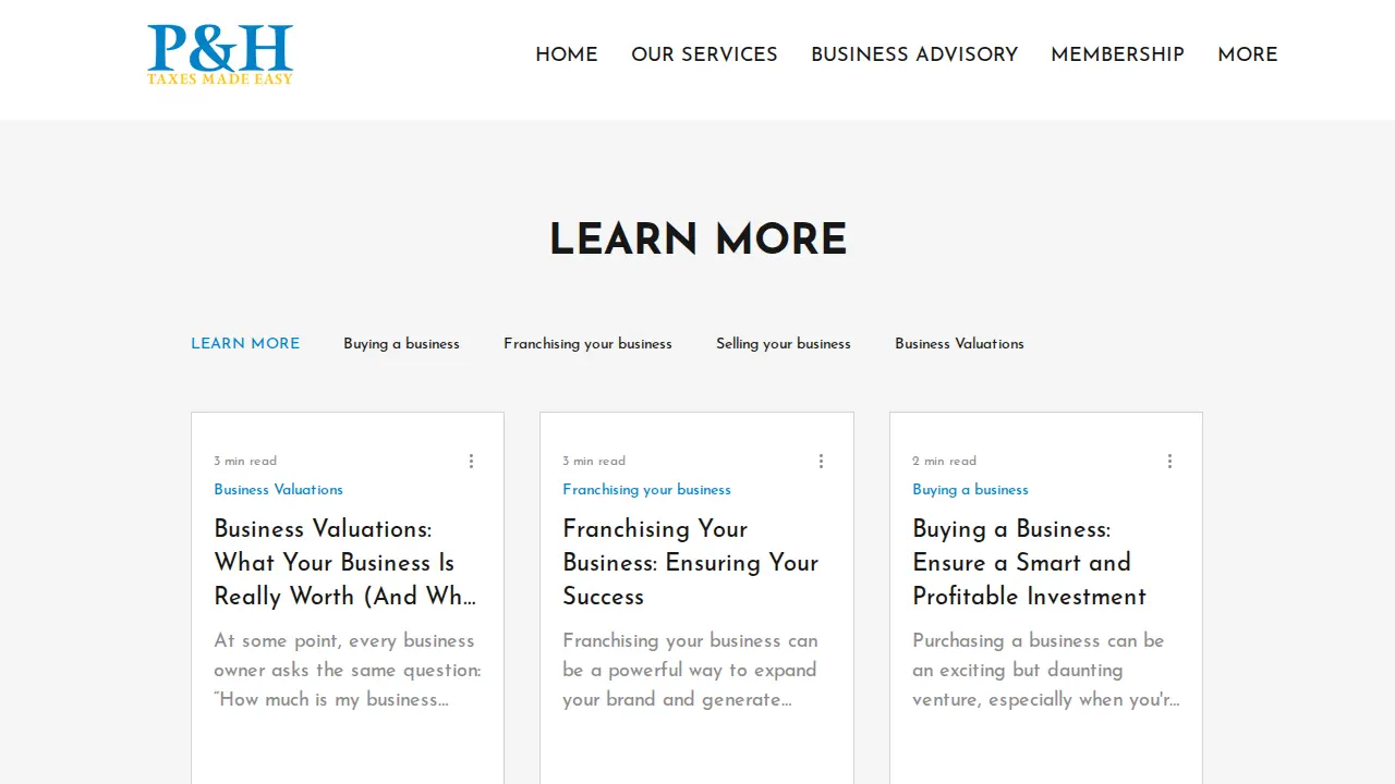 PnH Income Tax page