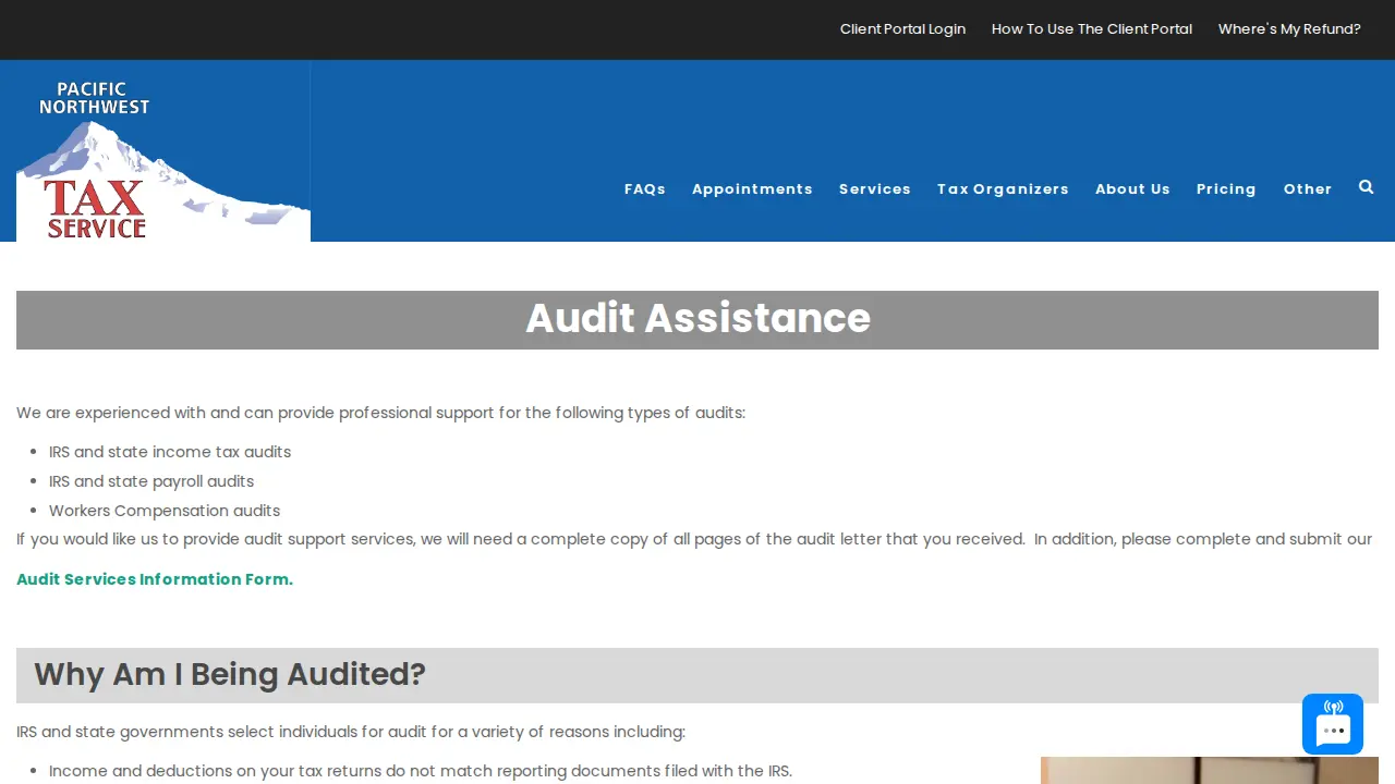 Pacific Northwest Tax Service page