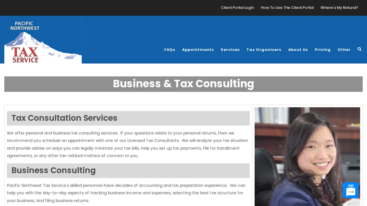 Pacific Northwest Tax Service page