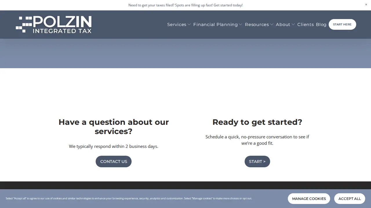 Polzin Tax & Business Advisors page
