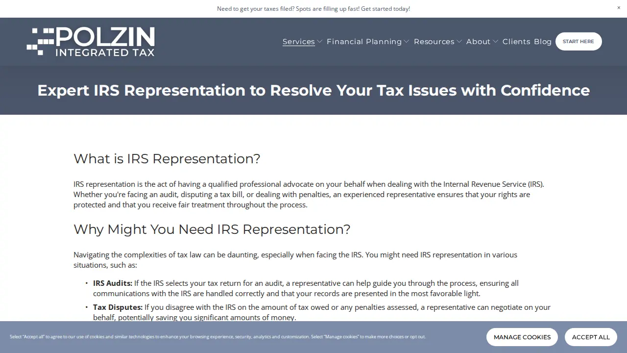 Polzin Tax & Business Advisors page
