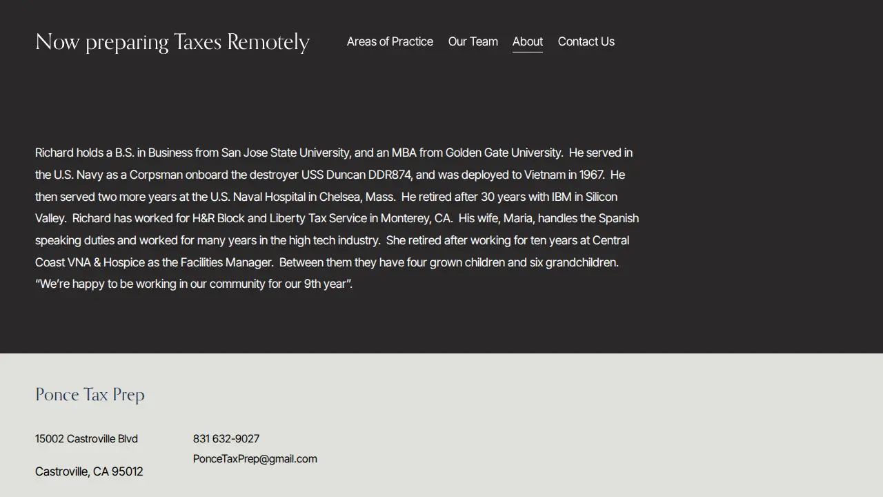 Ponce Tax Prep page