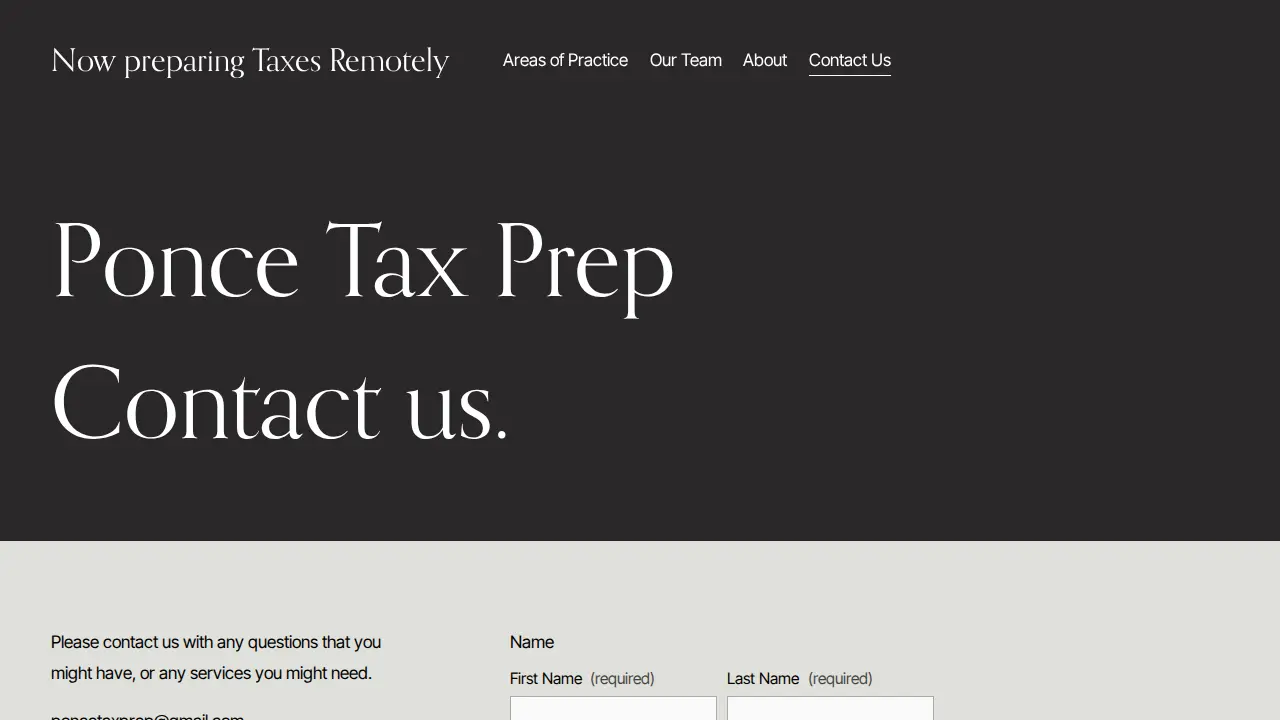 Ponce Tax Prep page